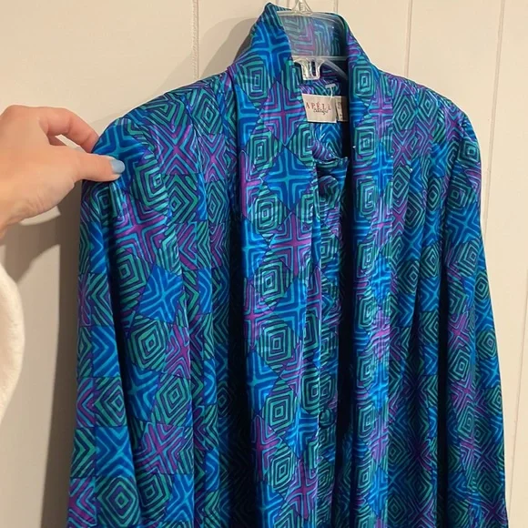 Vintage Papell Boutique Bow Neck Tie Dress - Picture 7 of 12